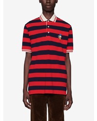 rotes und dunkelblaues horizontal gestreiftes Polohemd von Gucci