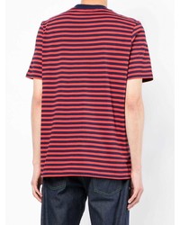 rotes und dunkelblaues horizontal gestreiftes T-Shirt mit einem Rundhalsausschnitt von PS Paul Smith