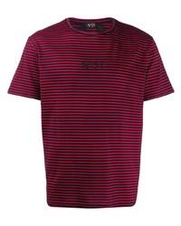 rotes und dunkelblaues horizontal gestreiftes T-Shirt mit einem Rundhalsausschnitt von N°21