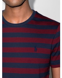rotes und dunkelblaues horizontal gestreiftes T-Shirt mit einem Rundhalsausschnitt von Polo Ralph Lauren
