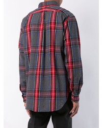 rotes und dunkelblaues Langarmhemd mit Schottenmuster von Engineered Garments
