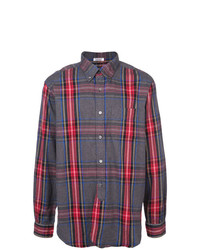rotes und dunkelblaues Langarmhemd mit Schottenmuster von Engineered Garments