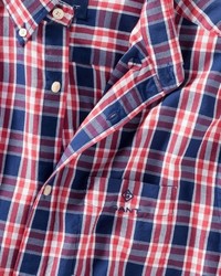 rotes und dunkelblaues Langarmhemd mit Schottenmuster von Gant