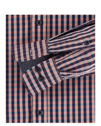 rotes und dunkelblaues Langarmhemd mit Vichy-Muster von Casamoda