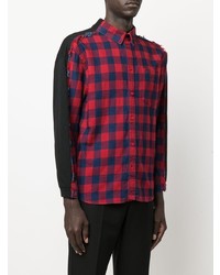 rotes und dunkelblaues Langarmhemd mit Vichy-Muster von Balenciaga
