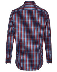 rotes und dunkelblaues Langarmhemd mit Vichy-Muster von Daniel Hechter