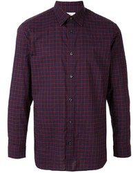 rotes und dunkelblaues Langarmhemd mit Vichy-Muster von Kent & Curwen