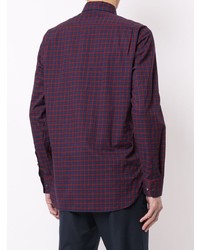 rotes und dunkelblaues Langarmhemd mit Vichy-Muster von Kent & Curwen