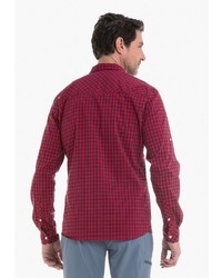 rotes und dunkelblaues Langarmhemd mit Vichy-Muster von Schöffel