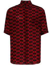 rotes und schwarzes bedrucktes Kurzarmhemd von 424