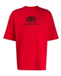 rotes und schwarzes bedrucktes T-Shirt mit einem Rundhalsausschnitt von Balenciaga