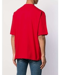 rotes und schwarzes bedrucktes T-Shirt mit einem Rundhalsausschnitt von Balenciaga