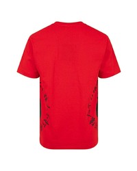 rotes und schwarzes bedrucktes T-Shirt mit einem Rundhalsausschnitt von A Bathing Ape