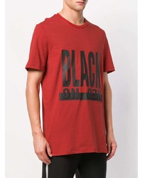 rotes und schwarzes bedrucktes T-Shirt mit einem Rundhalsausschnitt von Neil Barrett