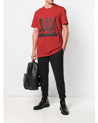 rotes und schwarzes bedrucktes T-Shirt mit einem Rundhalsausschnitt von Neil Barrett