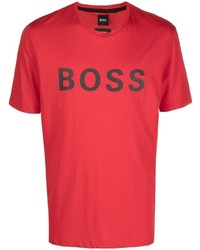 rotes und schwarzes bedrucktes T-Shirt mit einem Rundhalsausschnitt von BOSS