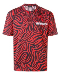 rotes und schwarzes bedrucktes T-Shirt mit einem Rundhalsausschnitt von Calvin Klein 205W39nyc
