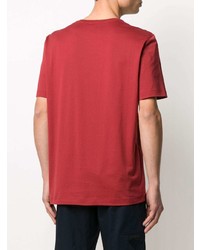 rotes und schwarzes bedrucktes T-Shirt mit einem Rundhalsausschnitt von Salvatore Ferragamo