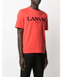 rotes und schwarzes bedrucktes T-Shirt mit einem Rundhalsausschnitt von Lanvin
