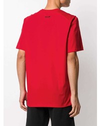 rotes und schwarzes bedrucktes T-Shirt mit einem Rundhalsausschnitt von MSGM