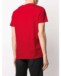 rotes und schwarzes bedrucktes T-Shirt mit einem Rundhalsausschnitt von Balmain