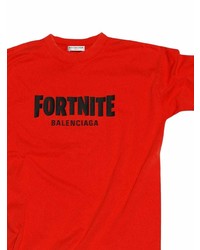 rotes und schwarzes bedrucktes T-Shirt mit einem Rundhalsausschnitt von Balenciaga