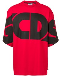 rotes und schwarzes bedrucktes T-Shirt mit einem Rundhalsausschnitt von Gcds