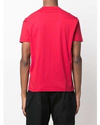 rotes und schwarzes bedrucktes T-Shirt mit einem Rundhalsausschnitt von Emporio Armani