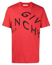 rotes und schwarzes bedrucktes T-Shirt mit einem Rundhalsausschnitt von Givenchy