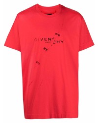 rotes und schwarzes bedrucktes T-Shirt mit einem Rundhalsausschnitt von Givenchy