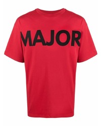 rotes und schwarzes bedrucktes T-Shirt mit einem Rundhalsausschnitt von Honey Fucking Dijon