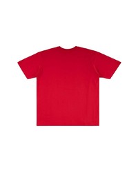 rotes und schwarzes bedrucktes T-Shirt mit einem Rundhalsausschnitt von Supreme