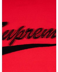 rotes und schwarzes bedrucktes T-Shirt mit einem Rundhalsausschnitt von Supreme