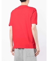 rotes und schwarzes bedrucktes T-Shirt mit einem Rundhalsausschnitt von Ea7 Emporio Armani