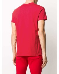 rotes und schwarzes bedrucktes T-Shirt mit einem Rundhalsausschnitt von Balmain