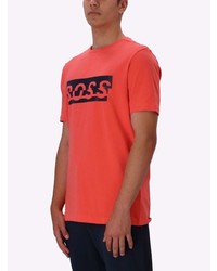 rotes und schwarzes bedrucktes T-Shirt mit einem Rundhalsausschnitt von BOSS