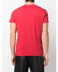 rotes und schwarzes bedrucktes T-Shirt mit einem Rundhalsausschnitt von Balmain