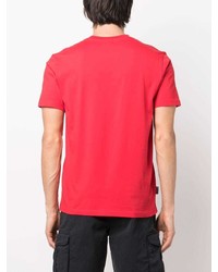 rotes und schwarzes bedrucktes T-Shirt mit einem Rundhalsausschnitt von Woolrich