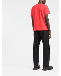 rotes und schwarzes bedrucktes T-Shirt mit einem Rundhalsausschnitt von Moncler