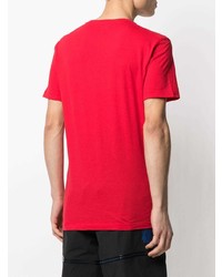 rotes und schwarzes bedrucktes T-Shirt mit einem Rundhalsausschnitt von DSQUARED2