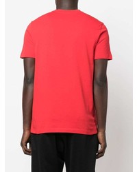 rotes und schwarzes bedrucktes T-Shirt mit einem Rundhalsausschnitt von Moncler