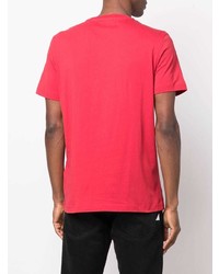 rotes und schwarzes bedrucktes T-Shirt mit einem Rundhalsausschnitt von Diesel