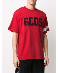 rotes und schwarzes bedrucktes T-Shirt mit einem Rundhalsausschnitt von Gcds