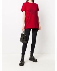 rotes und schwarzes bedrucktes T-Shirt mit einem Rundhalsausschnitt von Facetasm