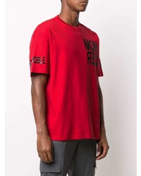 rotes und schwarzes bedrucktes T-Shirt mit einem Rundhalsausschnitt von MONCLER GRENOBLE