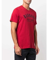 rotes und schwarzes bedrucktes T-Shirt mit einem Rundhalsausschnitt von Barbour