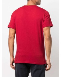 rotes und schwarzes bedrucktes T-Shirt mit einem Rundhalsausschnitt von Barbour