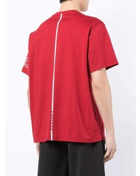 rotes und schwarzes bedrucktes T-Shirt mit einem Rundhalsausschnitt von Haculla