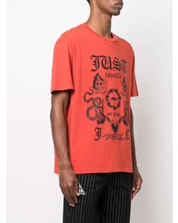 rotes und schwarzes bedrucktes T-Shirt mit einem Rundhalsausschnitt von Just Cavalli