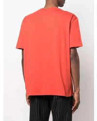 rotes und schwarzes bedrucktes T-Shirt mit einem Rundhalsausschnitt von Just Cavalli